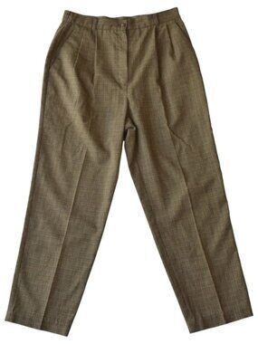 NWT Brown Pleated with Belt Plaid Slacks Elastic Waist Sag Harbor Size 20